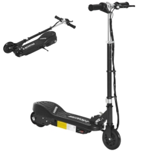 HOMCOM Patinete Eléctrico para Niños de +7 Años Scooter Plegable con Altura Ajustable Batería Recargable 24V Velocidad hasta 12 km/h y Freno Carga 50 kg 74x36x69-91 cm Negro