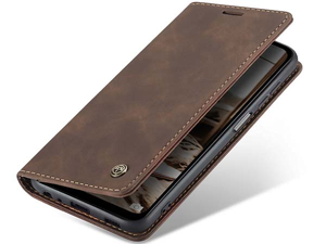 CaseMe Slim Synthetic Leather Wallet Case with Stand for Samsung Galaxy A05s - Chocolate
