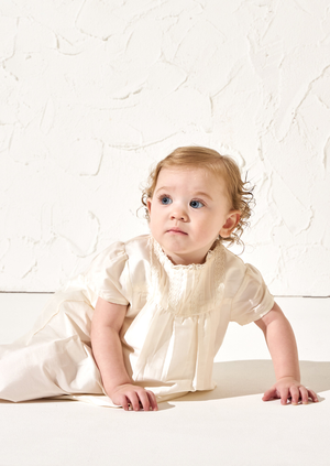 Sofia Ivory Tafetta Lace Trim Dress