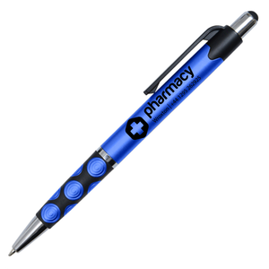Metallic Gemma Pen with Dot Grip and Stylus Top