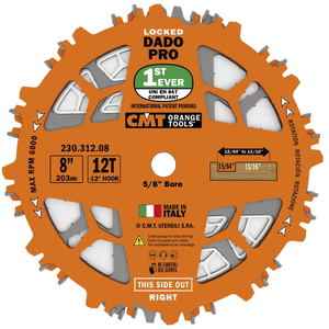 CMT CMT-23031208 8in x 12T Locked Dado Pro Set