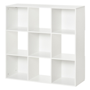 HOMCOM Estantería Librería 3 Niveles Armario de Almacenamiento 9 Cubos Estantería de Pie Separador de Habitación Estante de Exposición 91,5x29,5x91,5cm Madera