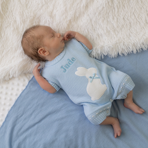 Boys Blue Bunny Knitted Romper