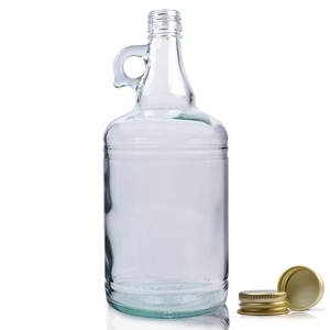 1000ml Glass Demijohn Bottle With Aluminium Cap - Gold