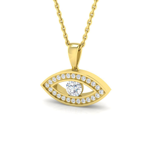 Lab Diamond Evil Eye Pendant Necklace 0.25ct in 9k Yellow Gold