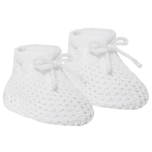 White Knit Bow Booties