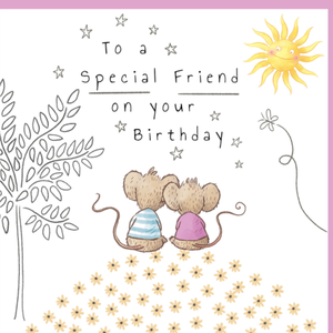 Moonpig Mo And Mi Mary Cousins To A Special Friend Illustrated Mice On A Hilltop Birthday Card