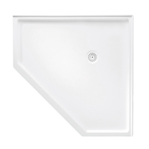 Flinders Polymarble Base Neo Corner 914mm x 914mm Centre Outlet White [198927]