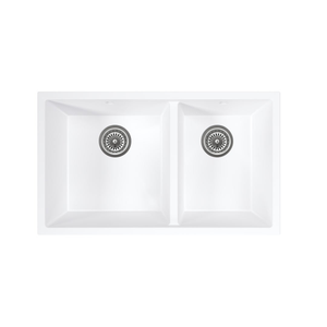 Vienna Double Sink 760mm - White Granite (Overflow)