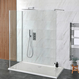 Milano Portland - 2 Sided Walk-In Shower Enclosure - with 1400mm x 800mm Tray and Wall Support Arm