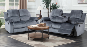 Chenille Fabric Grey 3 + 2 Seater Manual Recliner Sofa Set VALENCIA
