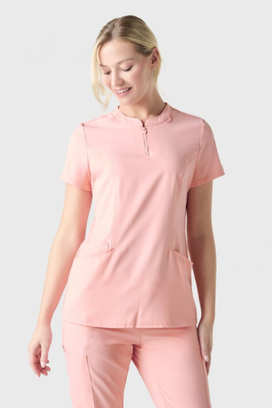 Med Couture Insight Zip Front Scrub Top, Perfectly Pink