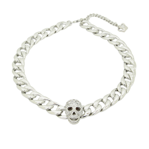 Curb Chain Skull Necklace
