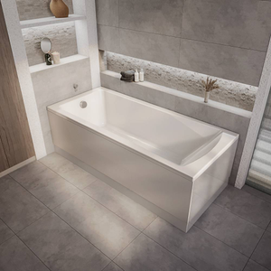 Milano Elswick - 1800mm x 800mm Modern Single Ended Standard Bath - with Premium Side Panel