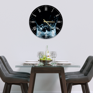 Glass Clock in Lake Splash - 30cm Wide
