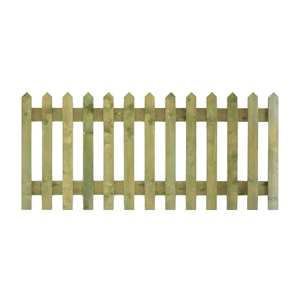 6FT x 3FT Point Top Picket Fence Panel - Pressure Treated Green/Natural