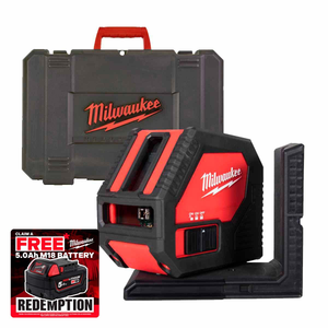 Milwaukee CLL-C Alkaline Green Cross Line Laser in a Kitbox with 4x AA Batteries