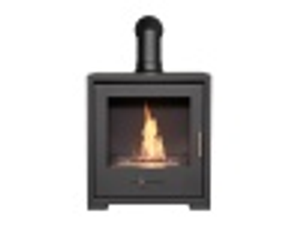 OKO S3 Bio Ethanol Stove in Charcoal Grey with Angled Stove Pipe