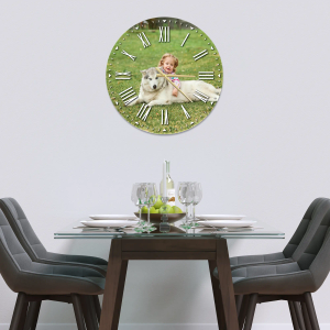 Glass Clock Printed WIth Your Own Image - 30cm