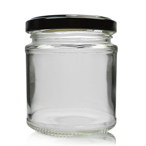 199ml Clear Glass Panel Jar With Lid - Black