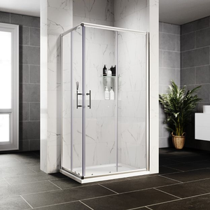 ELEGANT 760 x 760mm Reversible Framed Sliding Corner Entry Shower Enclosure 6mm Tempered Glass Shower Cubicle