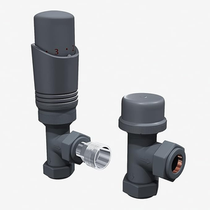 ELEGANT Modern Anthracite Thermostatic Angled Radiator Valves