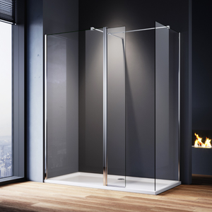 ELEGANT Custom Size Walk-In Shower Enclosure 8mm Easy Clean Nano Glass Shower Enclosure 300mm Return Panel