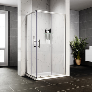 ELEGANT 1000 x 800mm Reversible Corner Entry Sliding Shower Enclosure 6mm Tempered Glass Cubicle