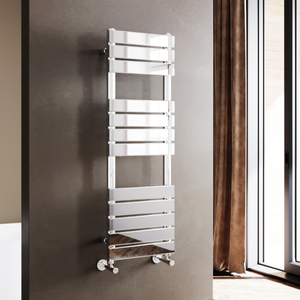 ELEGANT 1200 x 400mm Modern Design Chrome Flat Panel Heated Towel Rails Radiators