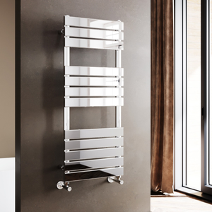 ELEGANT 1200 x 500mm Modern Design Chrome Flat Panel Heated Towel Rails Radiators