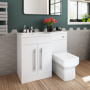 ELEGANT 1100mm Left / Right hand High Gloss Vanity Unit & Back to Wall Toilet Unit with Square Toilet & Basin