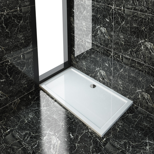 ELEGANT 1400x800x40mm Ultra- Slim Stone Resin Rectangle Shower Tray + 90mm Waste