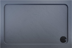 ELEGANT Rectangular 1000x800x40mm Grey Stone Tray for Shower Enclosure Cubicle With Waste Trap