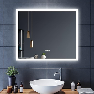 ELEGANT 600 x 500mm Bluetooth Audio Anti-fog Demister Pad Back-lit With Shaving Socket LED Illuminated Bathroom Mirror