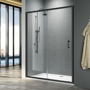 ELEGANT 1200mm Sliding Shower Enclosure for Wetroom Cubicle 6mm Safety Glass Screen Shower Door Black