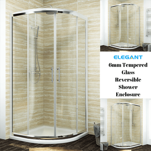ELEGANT 900X800mm Reversible Offset Shower Enclosure 6mm Tempered Glass Cubicle