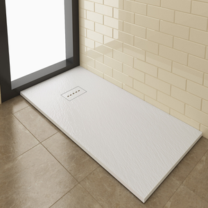 ELEGANT 1700x800mm Slate Effect Anti-Slip Rectangular Shower Tray + 90mm Waste