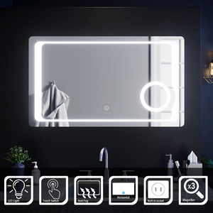 ELEGANT 1000 x 600mm Back-lit Illuminated Bathroom Mirror with Anti-Fog, Shaver Socket & 3X Magnifier