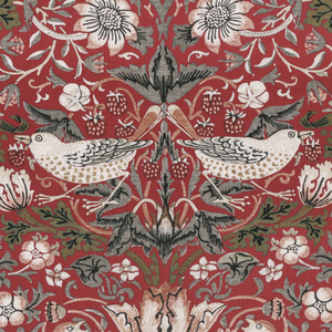 William Morris Strawberry Thief Printed Cotton Fabric Red