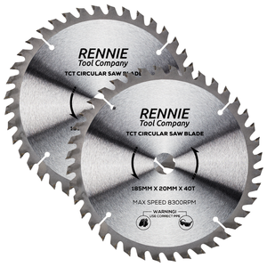 2 Pack - 185mm x 20mm Bore x 40T TCT Saw Blade Fits Evolution Rage Circular Saws