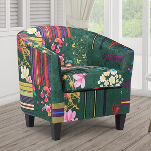 Fabric Green Patchwork Tricia Tub Chair