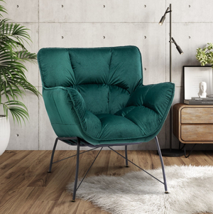 Velvet Emerald Green Eliana Accent Chair