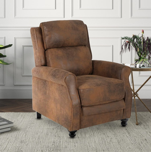 Faux Leather Suede Brown Mary Manual Recliner Chair