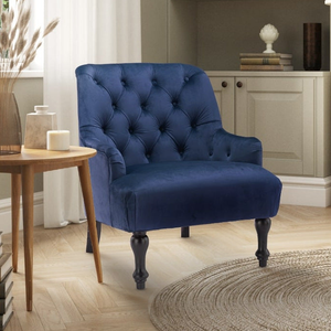 Velvet Marine Blue Armina Accent Chair