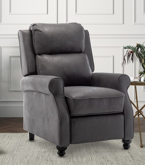 Faux Leather Suede Grey Mary Manual Recliner Chair