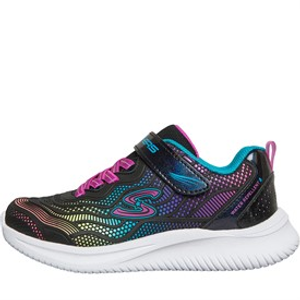 SKECHERS Junior Girls Jumpsters Trainers Black/Metallic