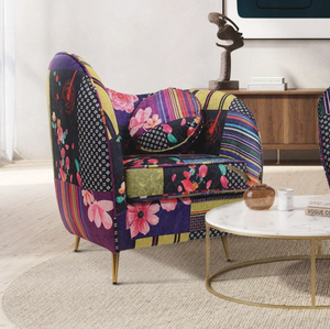 Fabric Patchwork Sofia Accent Chair