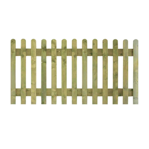 6FT x 4FT Round Top Picket Fence Panel - Pressure Treated Green/Natural