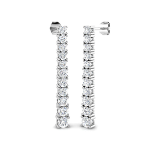 Drop Set Claw Lab Diamond Earrings 2.75ct D/VVS in 9k White Gold