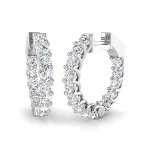 2.00ct Lab Diamond Claw Set Hoop Earrings D/VVS in 9k White Gold